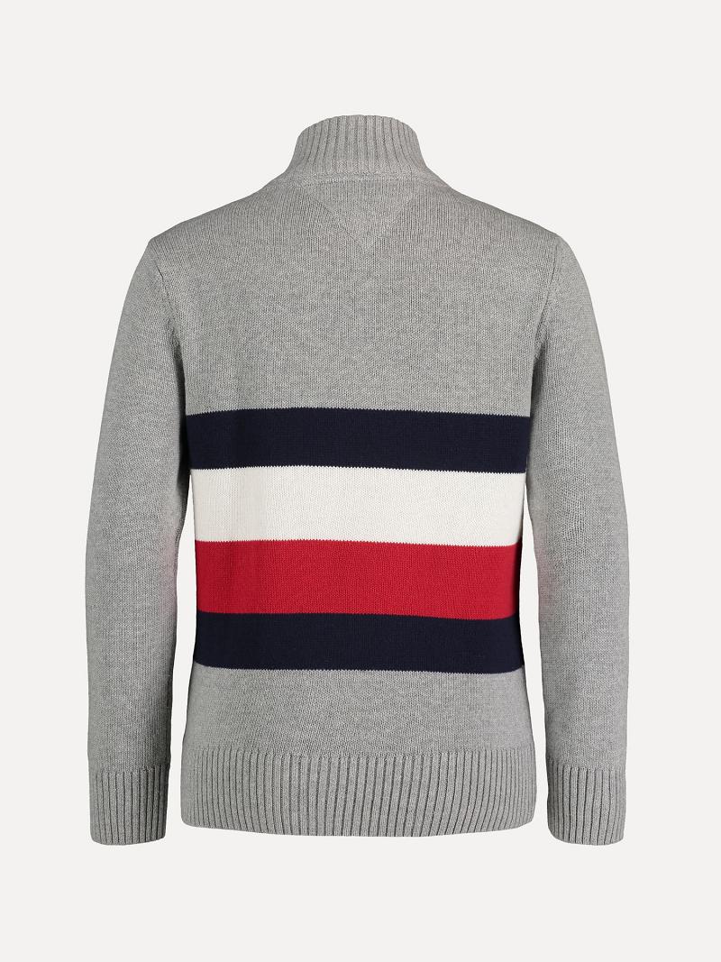 Fiú Tommy Hilfiger Little Flag Quarter-Zip Pulóverek Szürke | HU 2197HAP